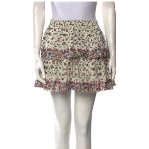 LoveShackFancy Cream and Brown Bubble Mini Skirt